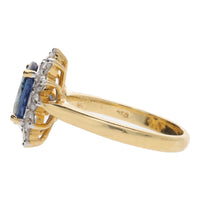 Pre-Owned Sapphire and Diamond Oval Cluster Ring