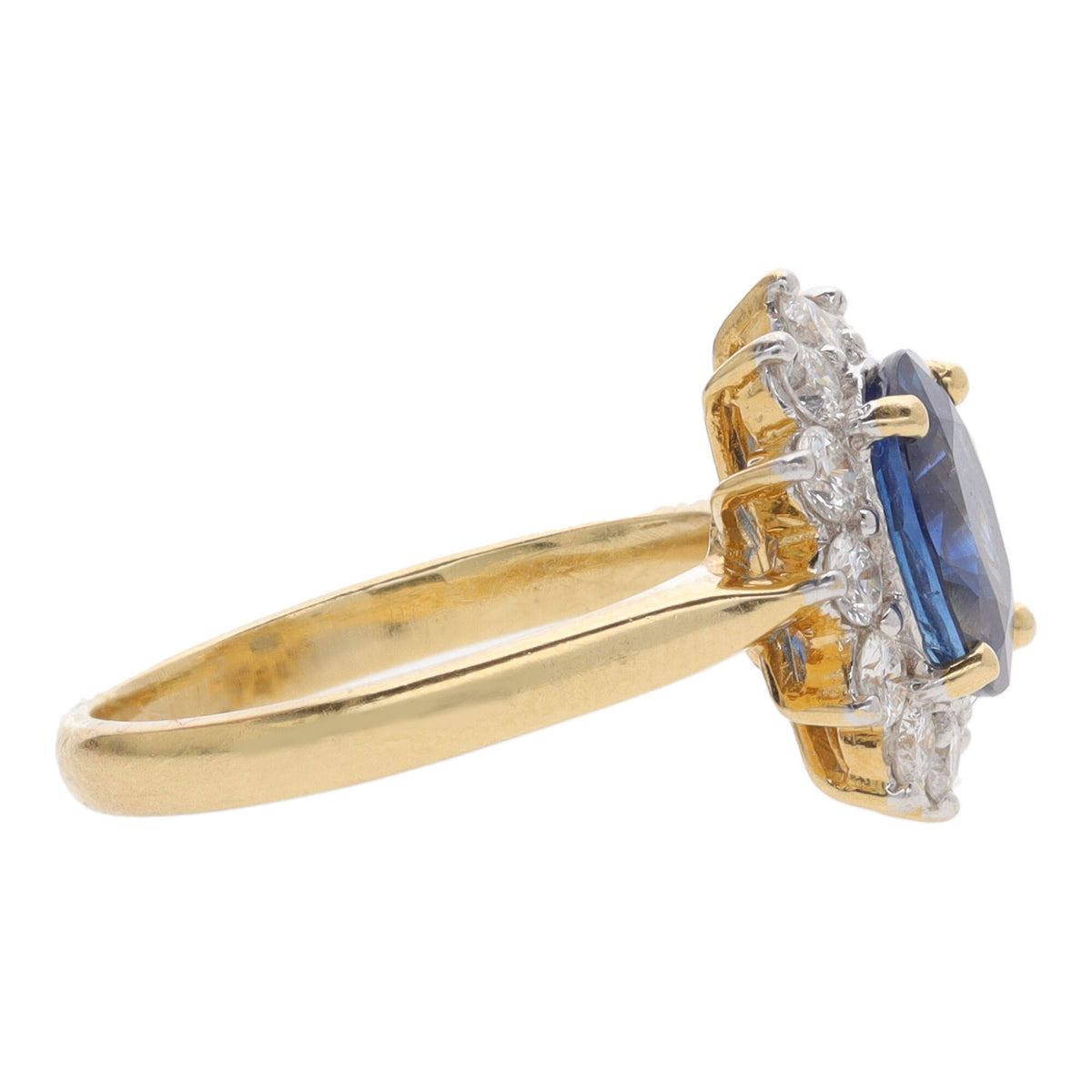Pre-Owned Sapphire and Diamond Oval Cluster Ring - Michael Jones Jeweller