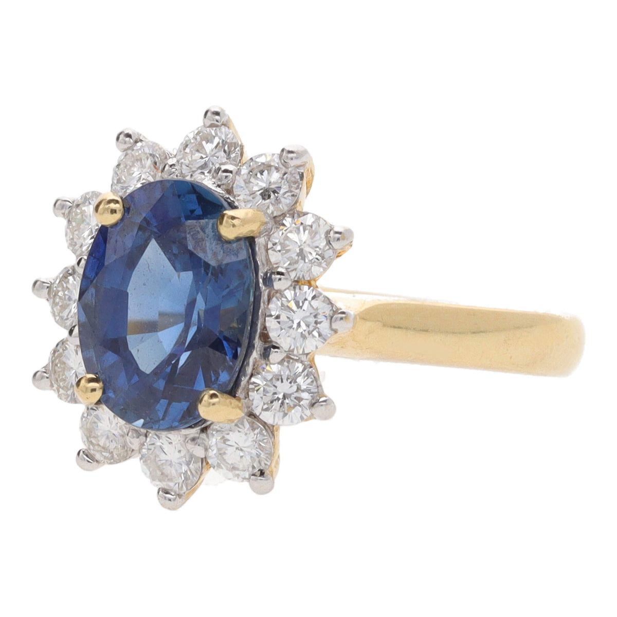 Pre-Owned Sapphire and Diamond Oval Cluster Ring - Michael Jones Jeweller
