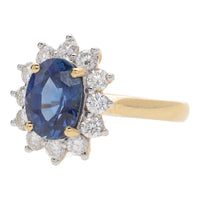 Pre-Owned Sapphire and Diamond Oval Cluster Ring