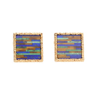 Pre-Owned Lapis and Tigers Eye 18ct Yellow Gold Cufflinks