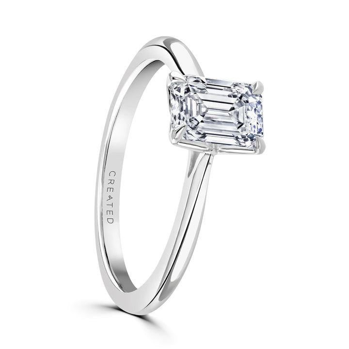 Brown & Newirth Created 1.03ct Emerald Laboratory Grown Diamond Bloom Platinum Solitaire Ring