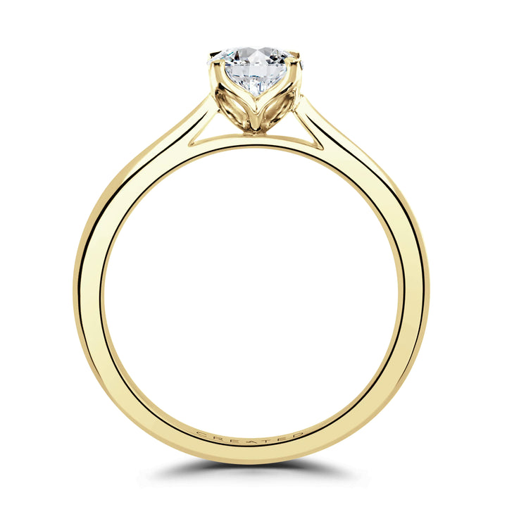 Brown & Newirth Created 1.10ct Oval Laboratory Grown Diamond Bloom 18ct Yellow Gold Solitaire Ring
