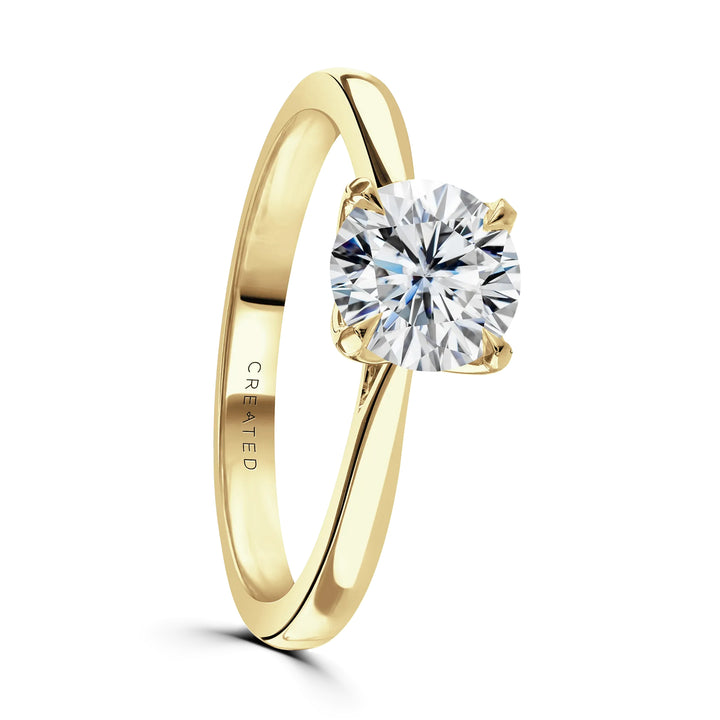 Brown & Newirth Created 1.07ct Round Brilliant Laboratory Grown Diamond Bloom 18ct Yellow Gold and Platinum Solitaire Ring