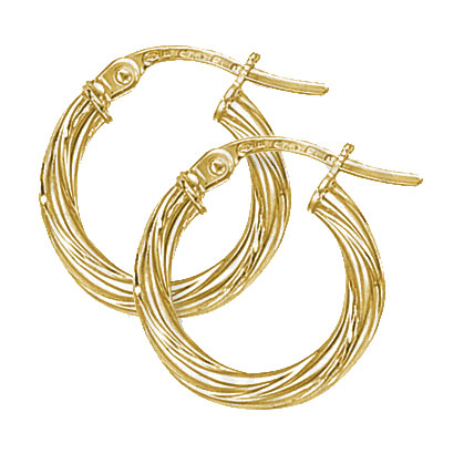 Twisted 9ct Yellow Gold Hoop Earrings