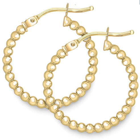 9ct Yellow Gold Beaded Hoop Earrings 15mm - Michael Jones Jeweller