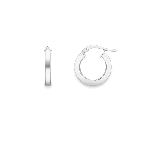 Square Tube 9ct White Gold 15mm Hoop Earrings