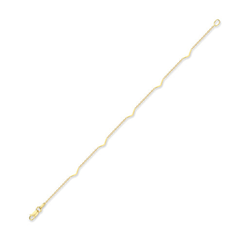 Chevron Station Link 9ct Yellow Gold Bracelet