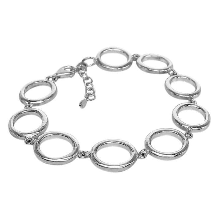 Open Circle Linked Silver Bracelet.