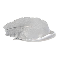 Silver Large Frosted Leaf Torque Bangle
