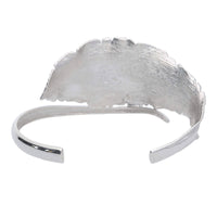 Silver Large Frosted Leaf Torque Bangle