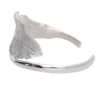 Silver Large Frosted Leaf Torque Bangle
