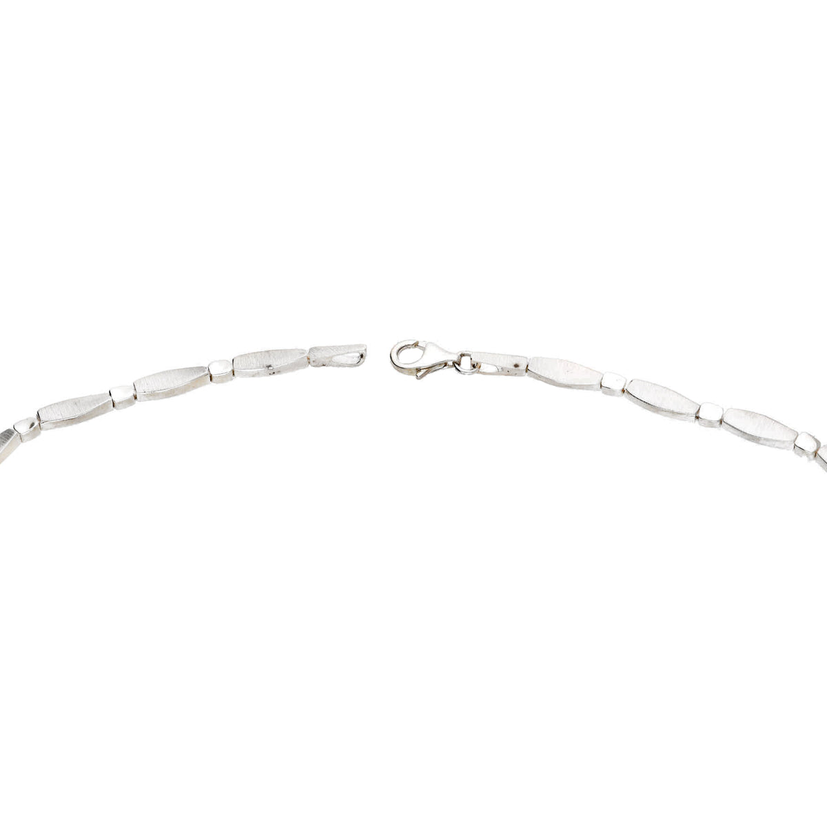 Silver Satin & Polished Link Necklet - Michael Jones Jeweller