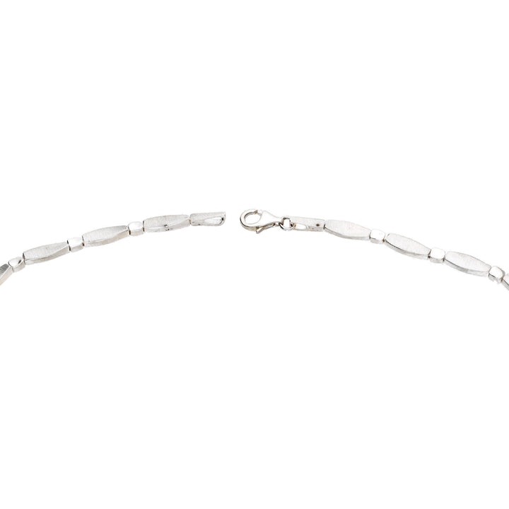 Silver Satin & Polished Link Necklet - Michael Jones Jeweller