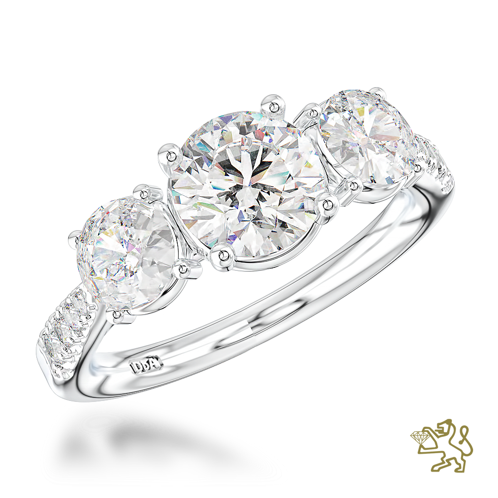 Florentina Skye Three Stone 1.00ct D VS2 Diamond Platinum Ring - Michael Jones Jeweller