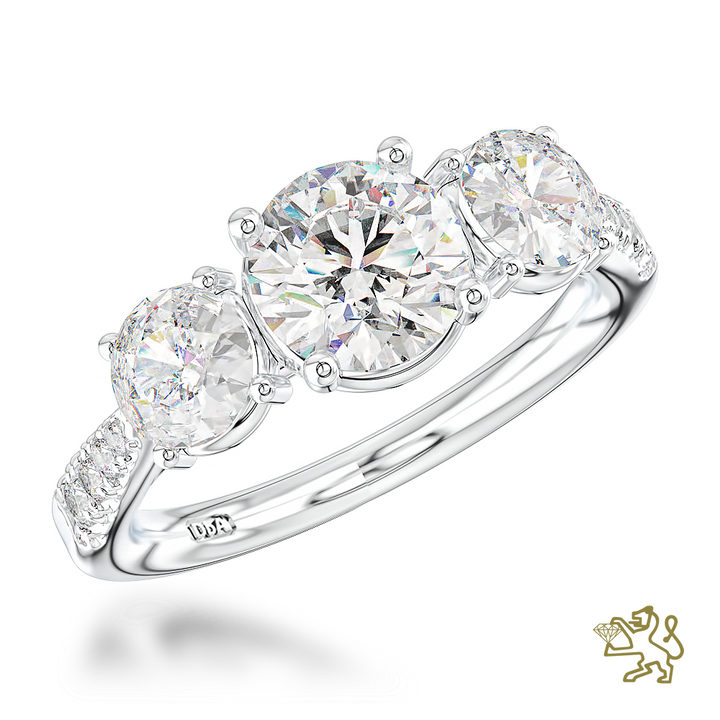 Florentina Skye Three Stone 1.00ct D VS2 Diamond Platinum Ring