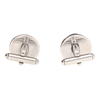 Round Black and Purple Enamel Silver Cufflinks - Michael Jones Jeweller
