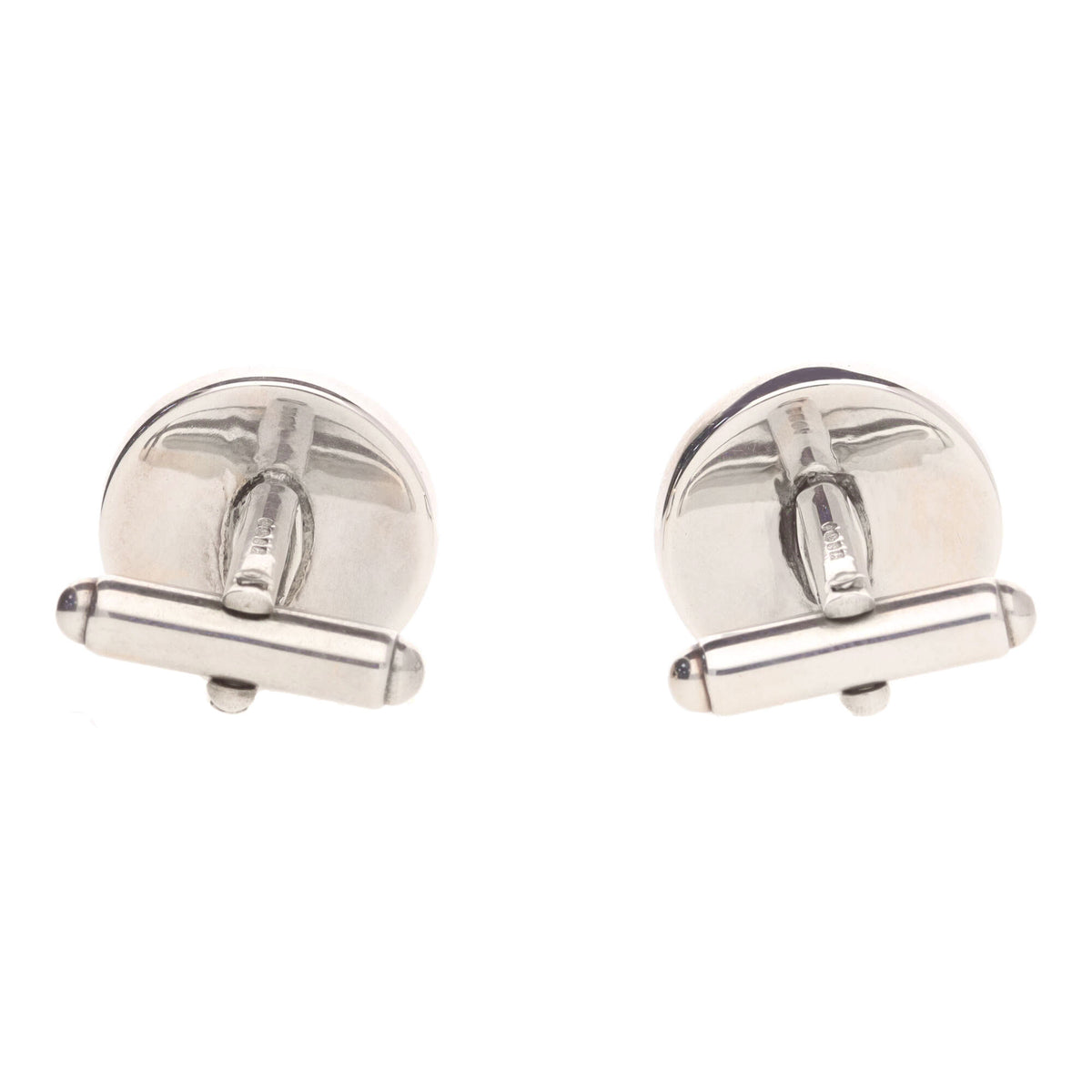 Round Black and Purple Enamel Silver Cufflinks - Michael Jones Jeweller