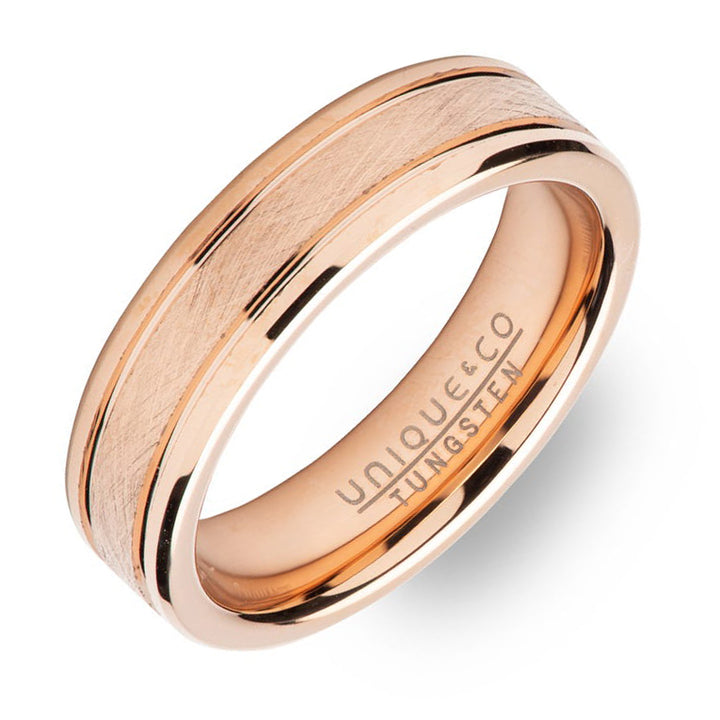 Unique Tungsten Carbide Rose Gold IP Plated Ring