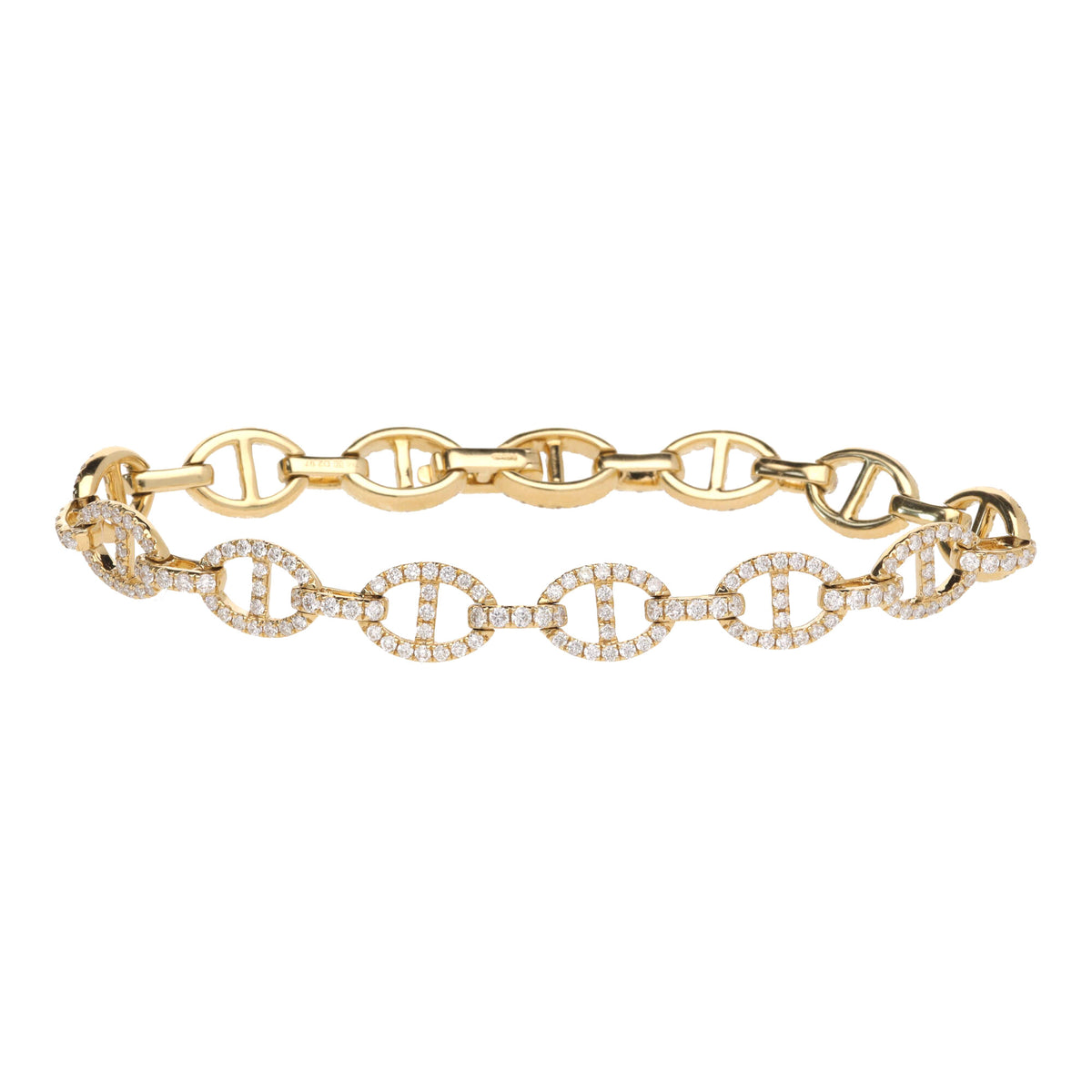 Diamond 2.97ct Oval Bar Link 18ct Yellow Gold Bracelet - Michael Jones Jeweller
