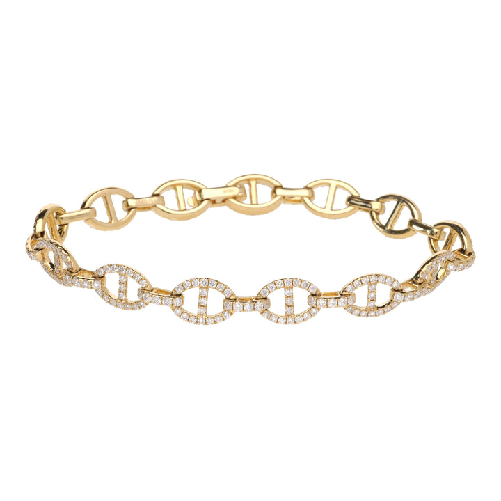 Diamond 2.97ct Oval Bar Link 18ct Yellow Gold Bracelet - Michael Jones Jeweller
