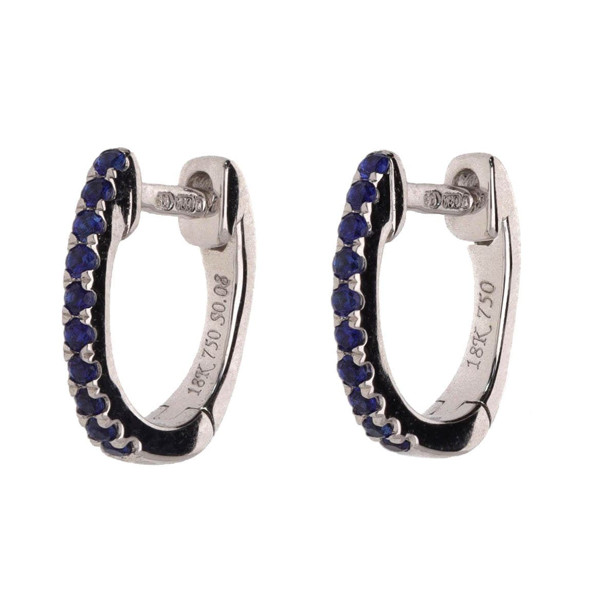 Sapphire 18ct White Gold Small Hoop Earrings - Michael Jones Jeweller