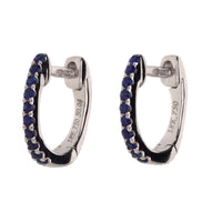 Sapphire 18ct White Gold Small Hoop Earrings - Michael Jones Jeweller