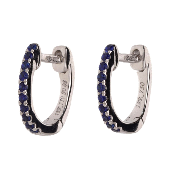 Sapphire 18ct White Gold Small Hoop Earrings