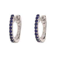 Sapphire 18ct White Gold Small Hoop Earrings - Michael Jones Jeweller