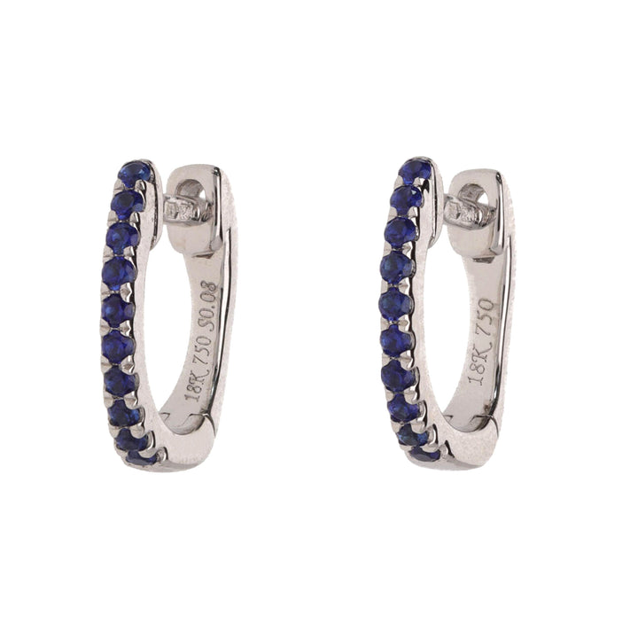 Sapphire 18ct White Gold Small Hoop Earrings - Michael Jones Jeweller