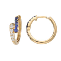 Sapphire and Diamond 18ct Yellow Gold Crossover Hoop Earrings