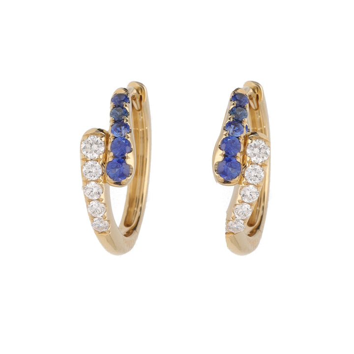 Sapphire and Diamond 18ct Yellow Gold Crossover Hoop Earrings
