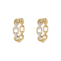 Diamond Linked 18ct Yellow and White Gold Diamond Hoop Earrings - Michael Jones Jeweller