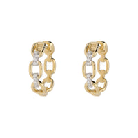 Diamond Linked 18ct Yellow and White Gold Diamond Hoop Earrings
