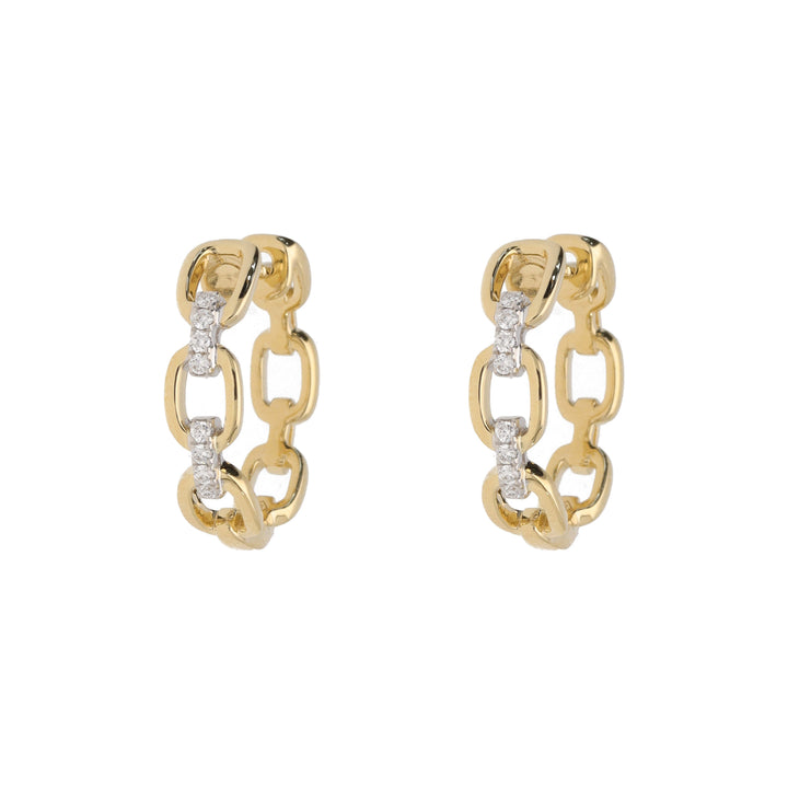 Diamond Linked 18ct Yellow and White Gold Diamond Hoop Earrings