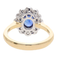 Sapphire and Diamond 18ct Yellow Gold Oval Cluster Ring
