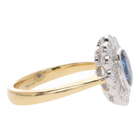 Sapphire and Diamond 18ct Yellow Gold Oval Cluster Ring