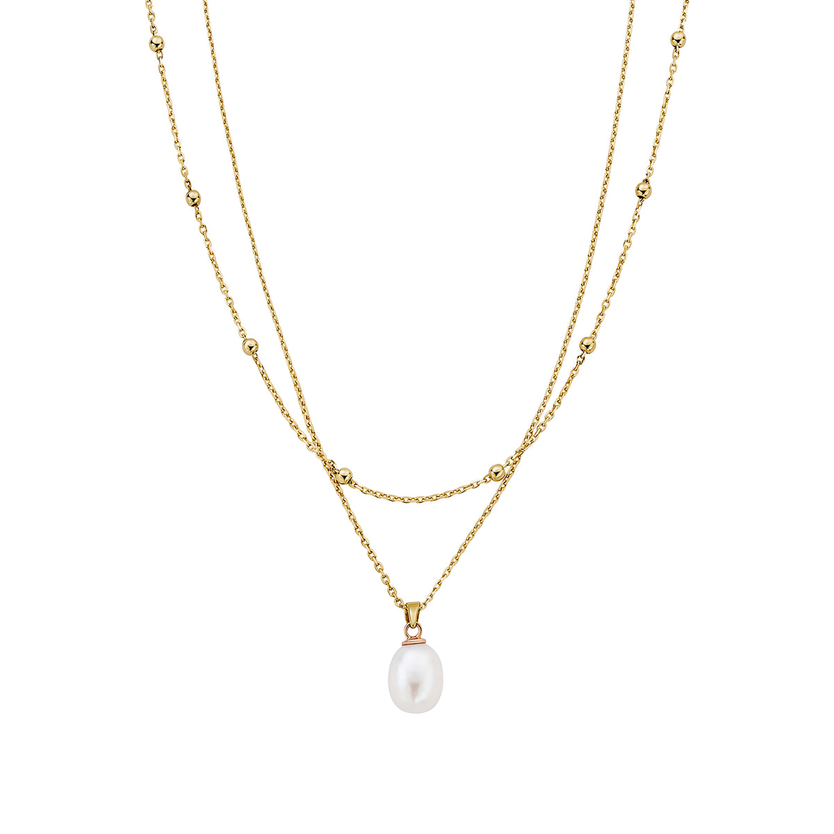 Clogau Nature's Wonder 9ct Solid Gold Beachcomber Layered Necklace with Pearl - Michael Jones Jeweller
