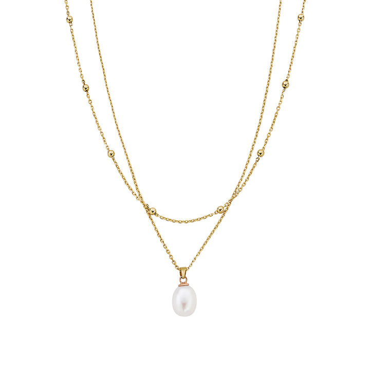 Clogau Nature's Wonder 9ct Solid Gold Beachcomber Layered Necklace with Pearl GBCH828