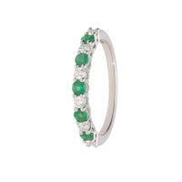 Emerald and Diamond 18ct White Gold Half Eternity Ring (M)