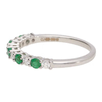 Emerald and Diamond 18ct White Gold Half Eternity Ring (M)