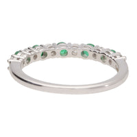 Emerald and Diamond 18ct White Gold Half Eternity Ring (M)