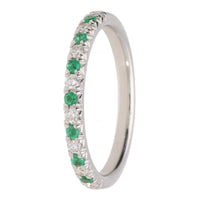 Emerald and Diamond 18ct White Gold Half Eternity Ring