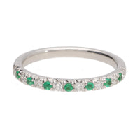 Emerald and Diamond 18ct White Gold Half Eternity Ring