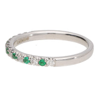 Emerald and Diamond 18ct White Gold Half Eternity Ring
