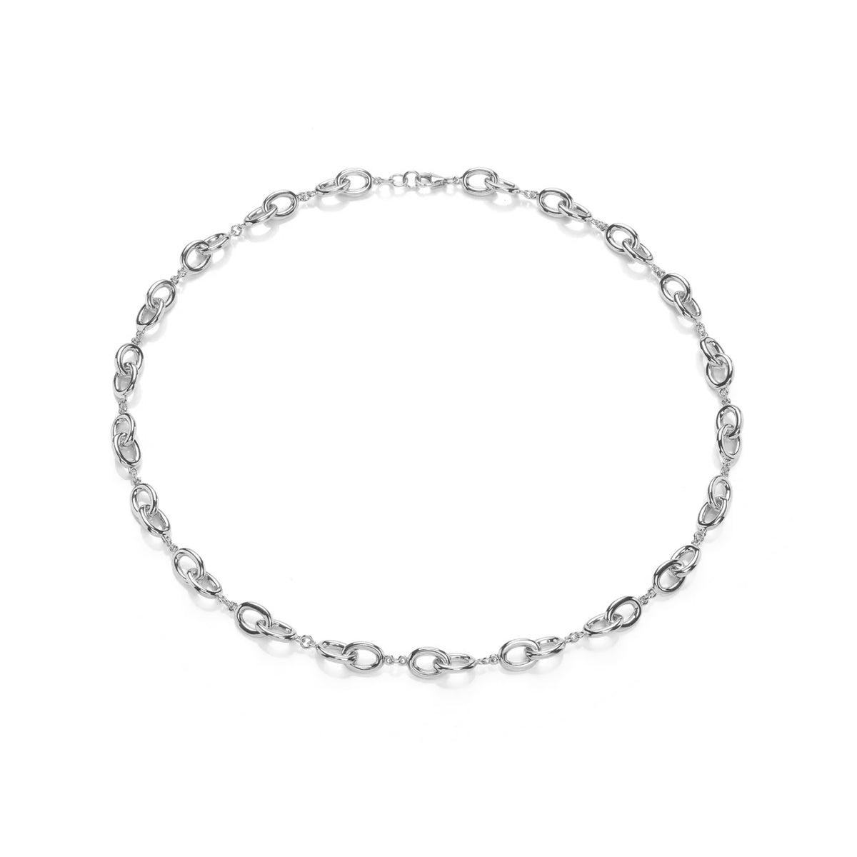 Oval 9ct White Gold Linked Necklet - Michael Jones Jeweller