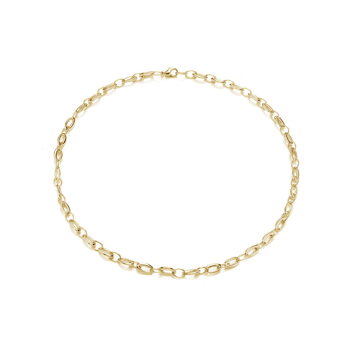 Large and Small Oval Link 9ct Yellow Gold Necklet