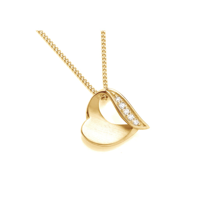 Diamond 9ct Yellow Gold Open Heart Pendant