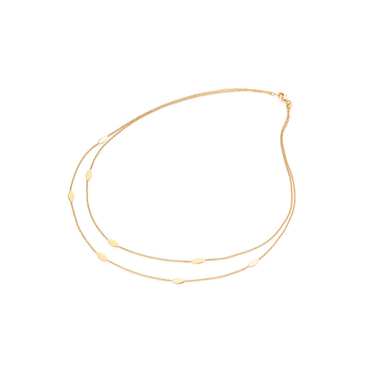 Closed Marquise 9ct Yellow Gold Double Chain Station Necklet
