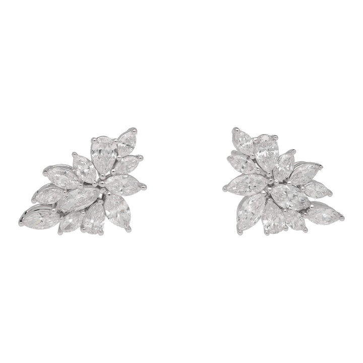 Diamond 3.68ct Platinum Starburst Cluster Earrings